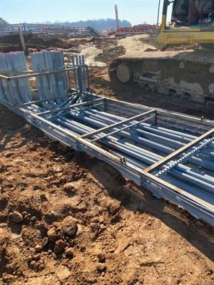 Concrete-encased duct bank under construction for a data center power feed
