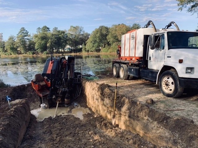 24-inch HDPE water pipe pulled in for a water treatment plant service line